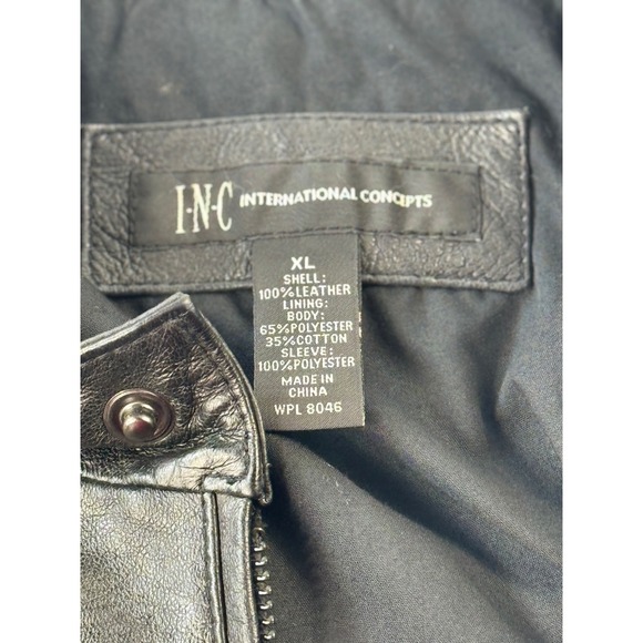 INC International Concepts Mens Black Leather Cafe Racer Jacket XL WPL 8046 - Picture 7 of 7